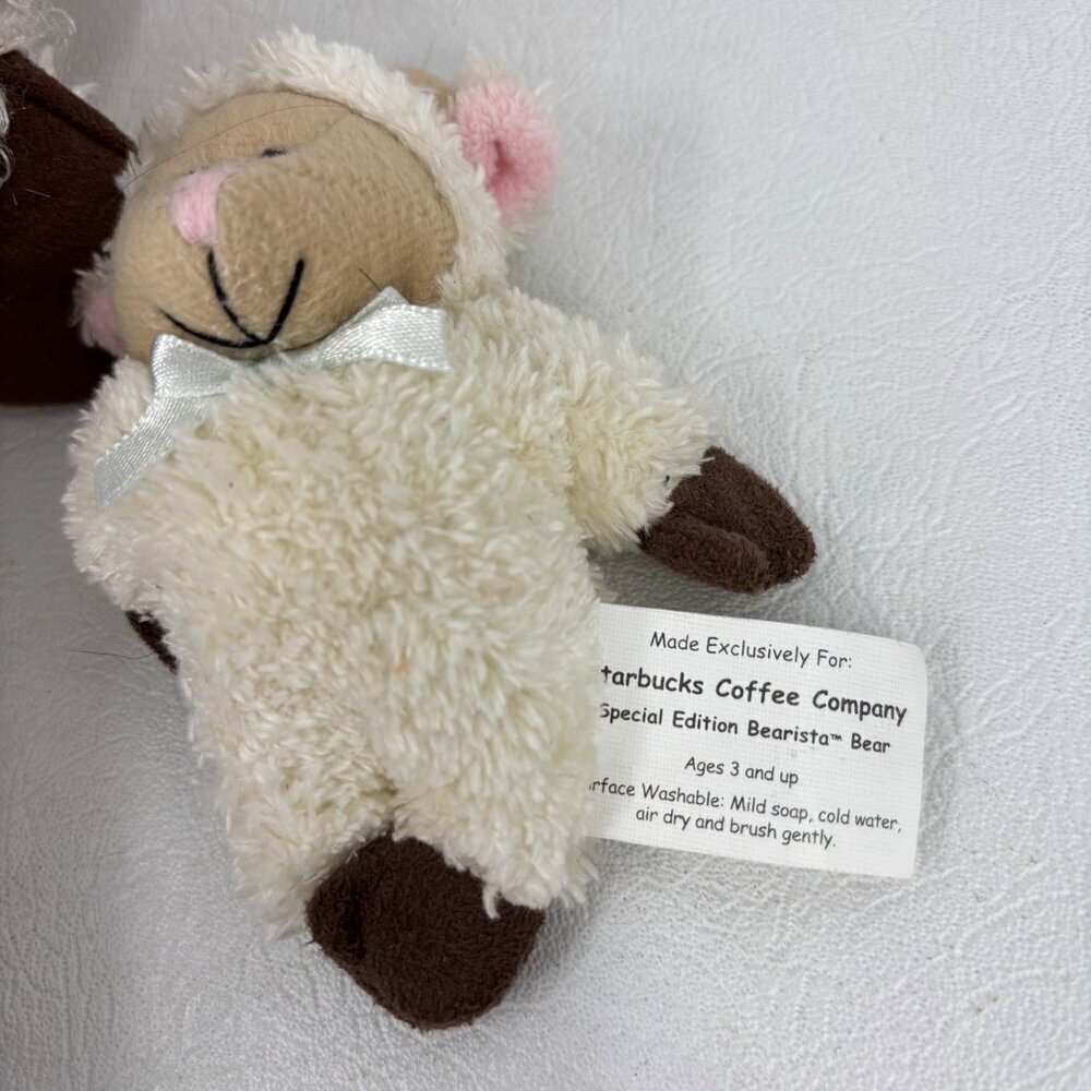 Starbucks Bearista Bears 3 Plush Lil Bo Peep Straw Hat Sheep Costume Mini Lamb - Picture 4 of 12